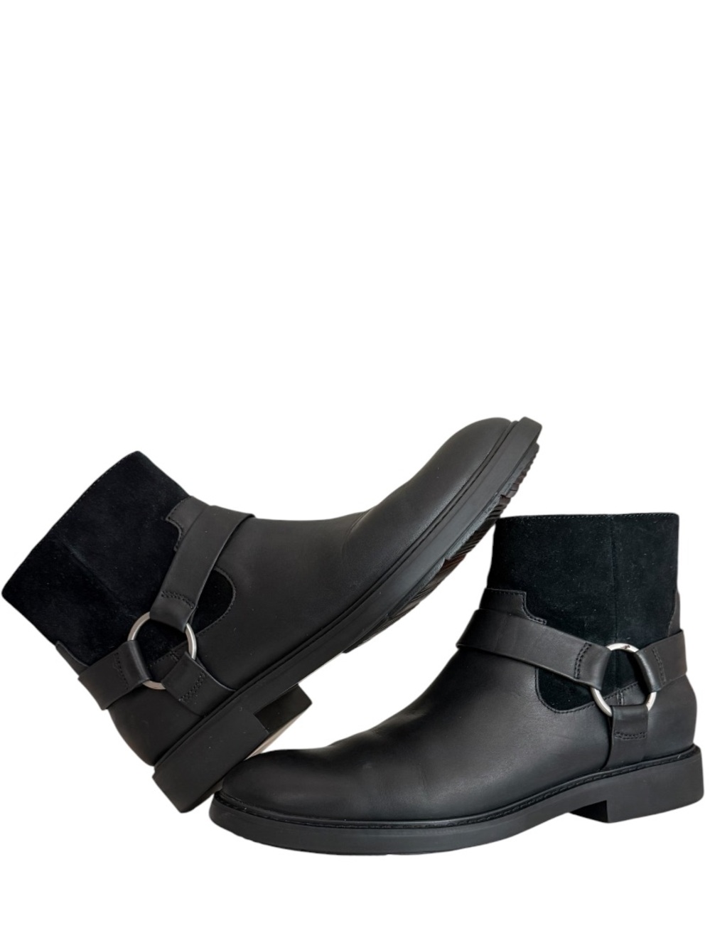 CALVIN KLEIN - BLACK SOFT LEATHER CALF SUEDE RUBBER SOLES “VERGIL” BOOTS